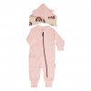 Teplákový overal dětský z organické bavlny GOTS růžový s oušky Geggamoja