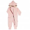 Teplákový overal dětský z organické bavlny GOTS růžový s oušky Geggamoja