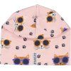 Dětská tenká bambusová čepice Pink Cool Cats Geggamoja