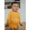 Dětské body z merino vlny, bavlny a hedvábí Cosilana s dlouhým rukávem žlutý melír