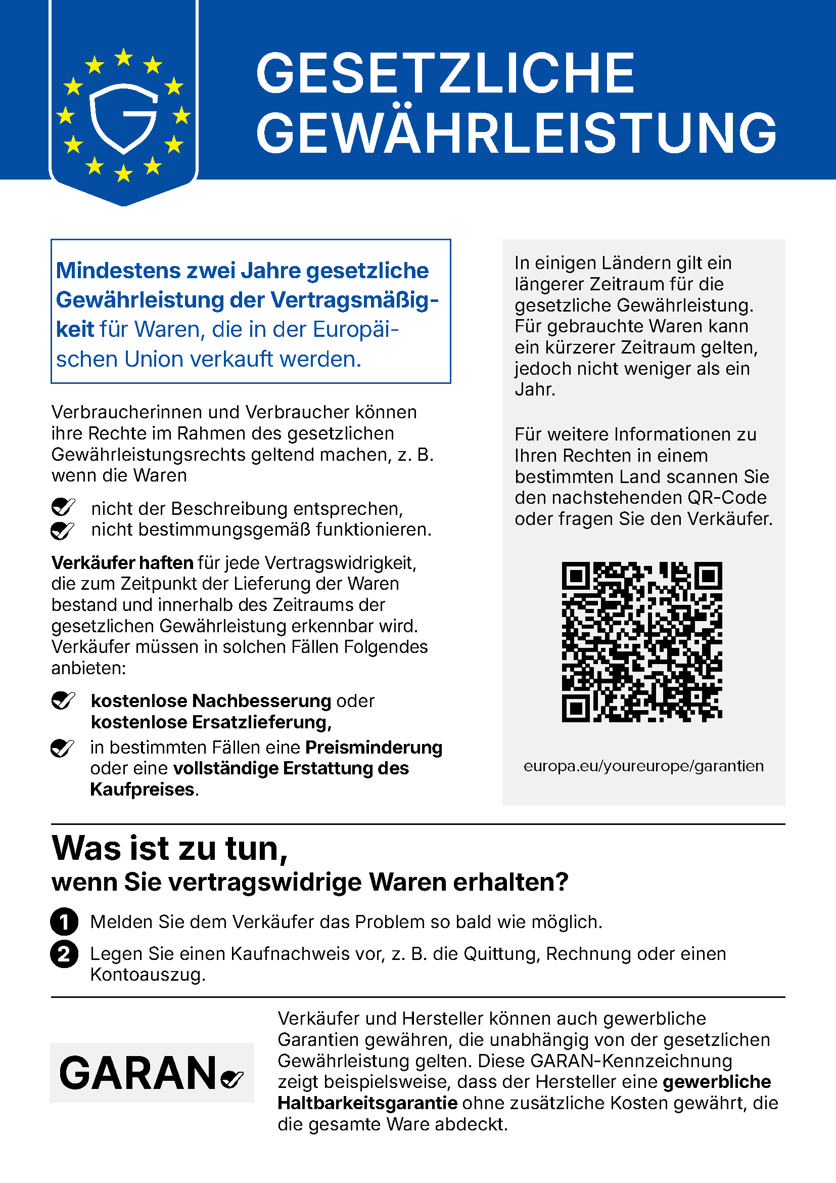 Gesetzliche Gewährleistung – offizielle EU-Mitteilung zur gesetzlichen Gewährleistung für die Vertragsmäßigkeit von Waren (Verordnung (EU) 2025/1960)