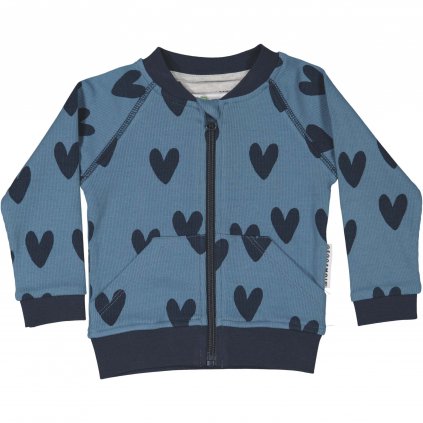Dětská mikina organická bavlna GOTS bomber modrá Heart Geggamoja