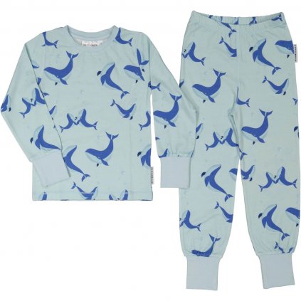 Bambusové dvoudílné pyžamo rostoucí Blue Whale Geggamoja