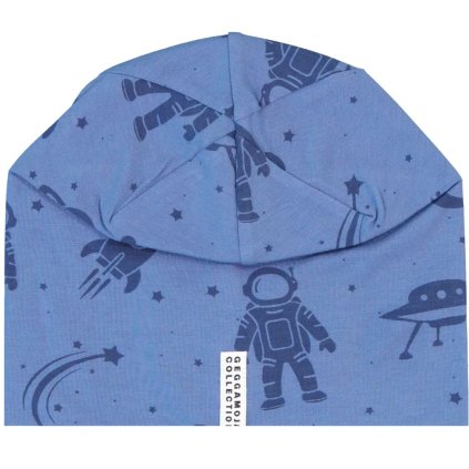 Dětská bambusová fleecová čepice Blue astronaut Geggamoja