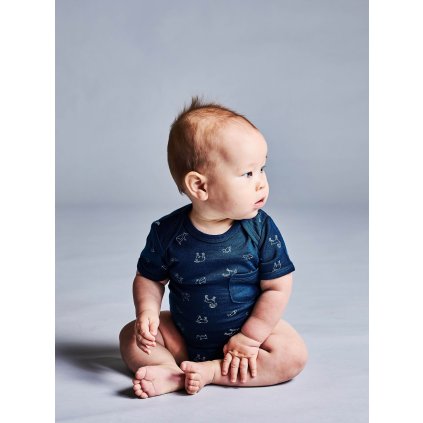 Dětské merino body ze 100% merino vlny krátký rukáv Gibraltar Animal LFOH