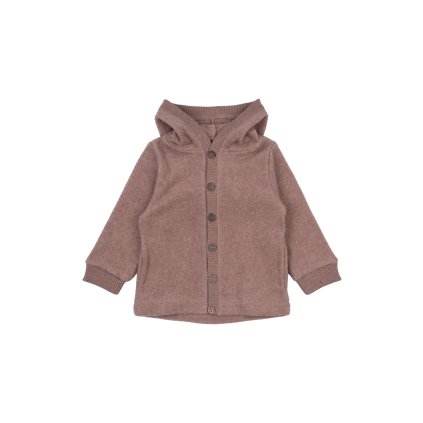 Bavlněná fleecová dětská mikina na zip s kapucí Burlwood Melange Mikk-Line