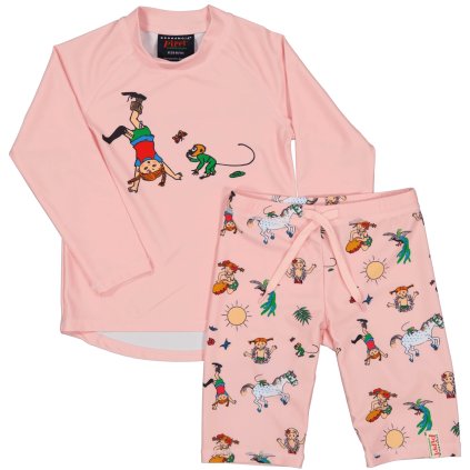 Dětský UV set s dlouhým rukávem Geggamoja - barva růžová Pippi