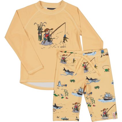 Dětský UV set s dlouhým rukávem Geggamoja - barva žlutá Pippi