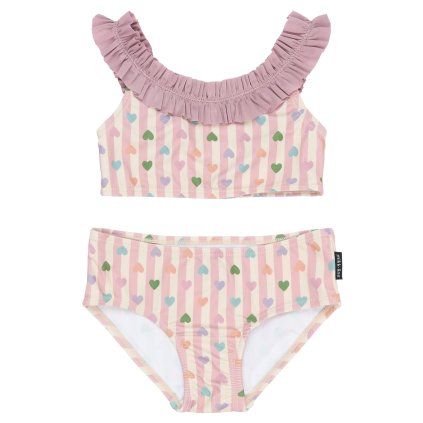 Dětské dívčí dvoudílné plavky Mikk-Line - 1011ML Heart AOP