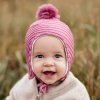 Dětská pletená čepice na provázek s windproof membránou Geggamoja - růžová
