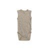 Merino body dětské bez rukávu hnědé Smallstuff - light nature melange