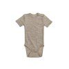 Merino body dětské krátký rukáv hnědé Smallstuff - light nature melange