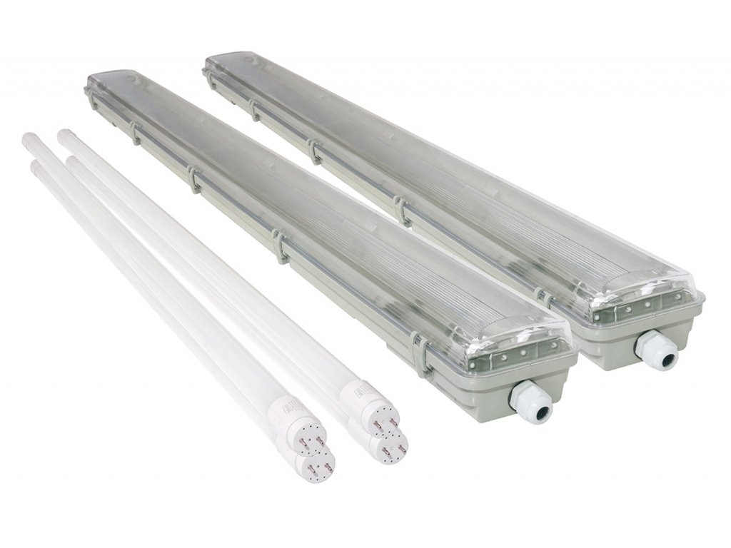 2x Svítidlo + 4x LED trubice - T8 - 120cm - 72W - studená bílá - SADA -  ver2 - Berge LED
