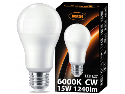 LED žárovka - E27 - A60 - 15W - 1240Lm - studená bílá