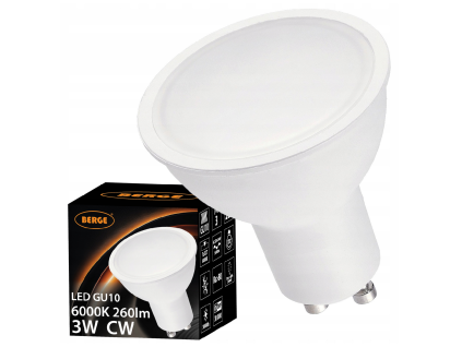 LED žárovka - GU10 - 3W - 260Lm - studená bílá
