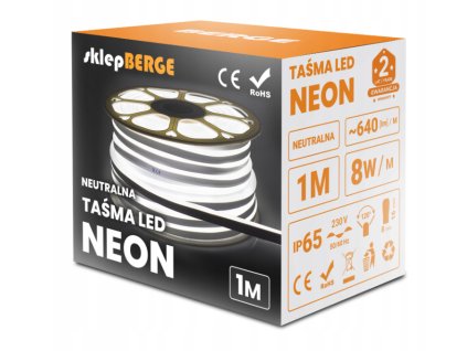 22696 3 led pasek neon 230v 1m 8w m ip68 vodotesny neutralni bila