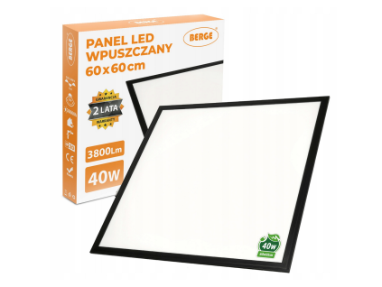 LED panel černý 60 x 60cm - 40W - 3800Lm - neutrální bílá