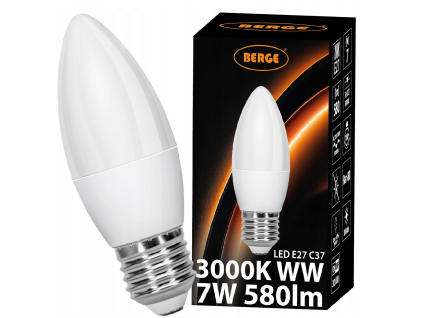 LED žárovka C37 - E27 - 7W - 580 lm - teplá bílá
