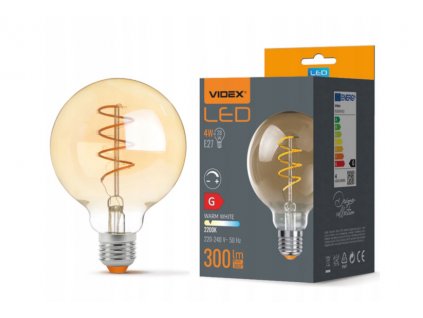 LED žárovka AMBER filament - E27 - 4W - G95 - stmívatelná - teplá bílá