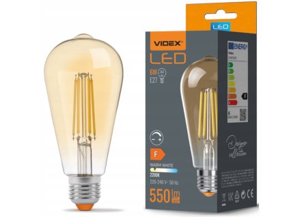 LED žárovka filament AMBER - E27 - 6W - ST64 - stmívatelná - teplá bílá