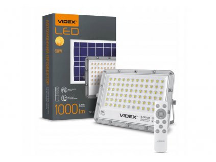 LED solární pouliční lampa 50W s dálkovým ovládáním - neutrální bílá