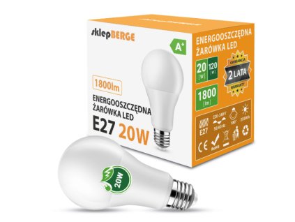 33138 3 led zarovka e27 a80 20w 1800lm tepla bila