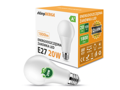LED žárovka - E27 - A80 - 20W - 1800Lm - teplá bílá