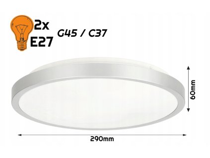 33852 led plafond 2xe27 ip20 semo r silver
