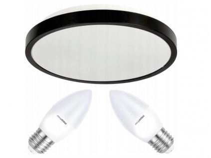 Stropní LED svítidlo LARI-R BLACK - 2xE27 IP20 + 2x E27 10W svíčka - teplá bílá