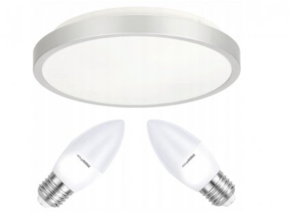 Stropní LED svítidlo SEMO-R SILVER - 2xE27 IP20 + 2x E27 10W svíčka - studená bílá