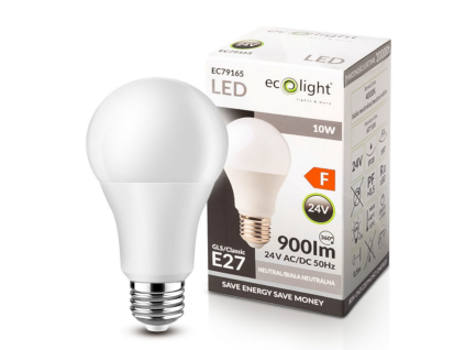 LED žárovka - E27 - 10W - 24V - neutrální bílá