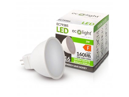 LED žárovka MR16 12V 2W teplá bílá