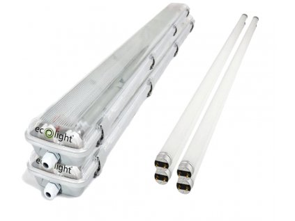 2x hermetické svítidlo 120 cm + 4x LED trubice - studená bílá