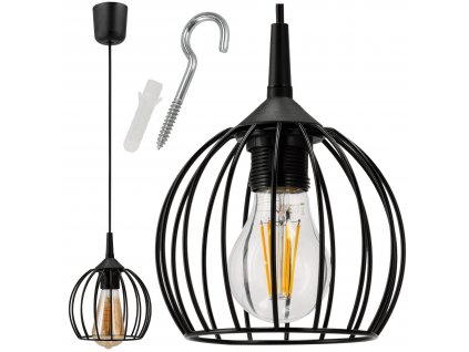 39600 dratena kulata zavesna lampa cerna