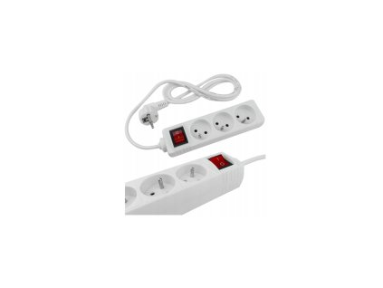Prodlužovací kabel 1,5m - 5 zásuvek - bílý s vypínačem