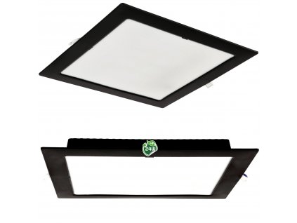 Čtvercový LED panel zapuštěný černý - 24W - PC - neutrální bílá