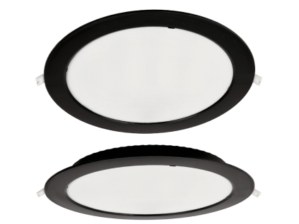 Kulatý LED panel zapuštěný - černý - 24W - PC - neutrální bílá