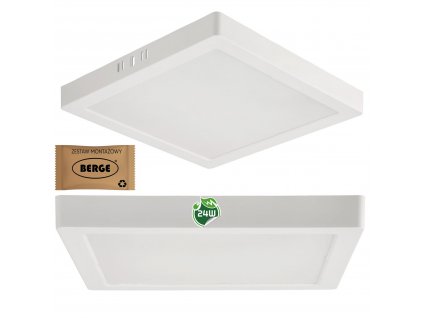 Čtvercový LED panel přisazený bílý - 24W - PC - neutrální bílá