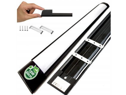 LED panel černý - 18W - 60cm - studená bílá