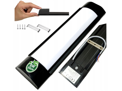 LED panel - 8W - 30cm - ČERNÁ - studená bílá