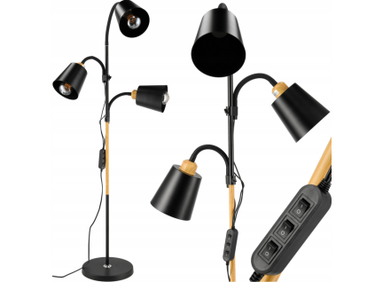Stojací lampa černá 3xE27
