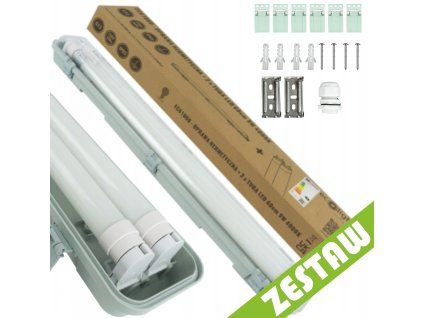 Hermetické svítidlo 60cm + 2x LED trubice studená bílá - SET