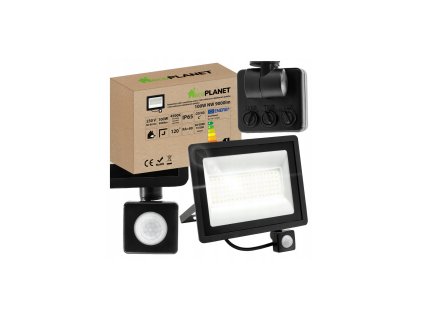 47797 led reflektor 100w nw 4500k 9000lm se senzorem pohybu a soumraku ip65