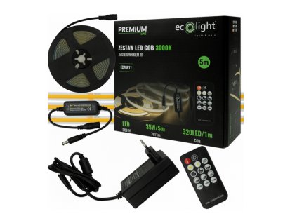 47839 cob led pasek 35w 24v 320 5m 3000k tepla bila dalkovy ovladac