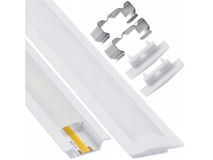 LED hliníkový profil zapuštěný 1m bílý - sada