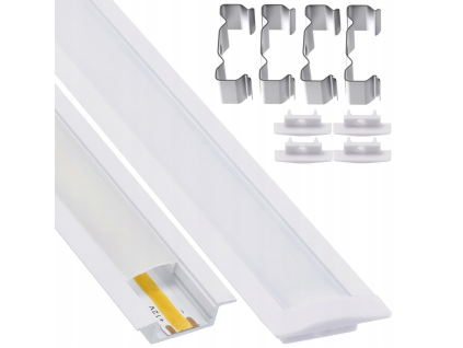 LED hliníkový profil zapuštěný 2m bílý - sada
