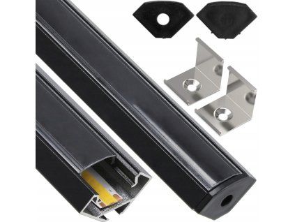 48820 48820 led hlinikovy profil rohovy 2m cerny sada