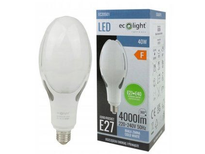 49726 49726 led zarovka s adapterem e 27 e 40 40w 4000lm studena bila