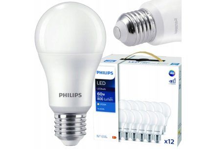 12x LED žárovka Philips E27 - 8W - 806lm - 2700K