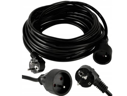 Prodlužovací kabel 10m s uzemněním 1 zásuvka - černý 3*1,5 mm2 16A 2500W